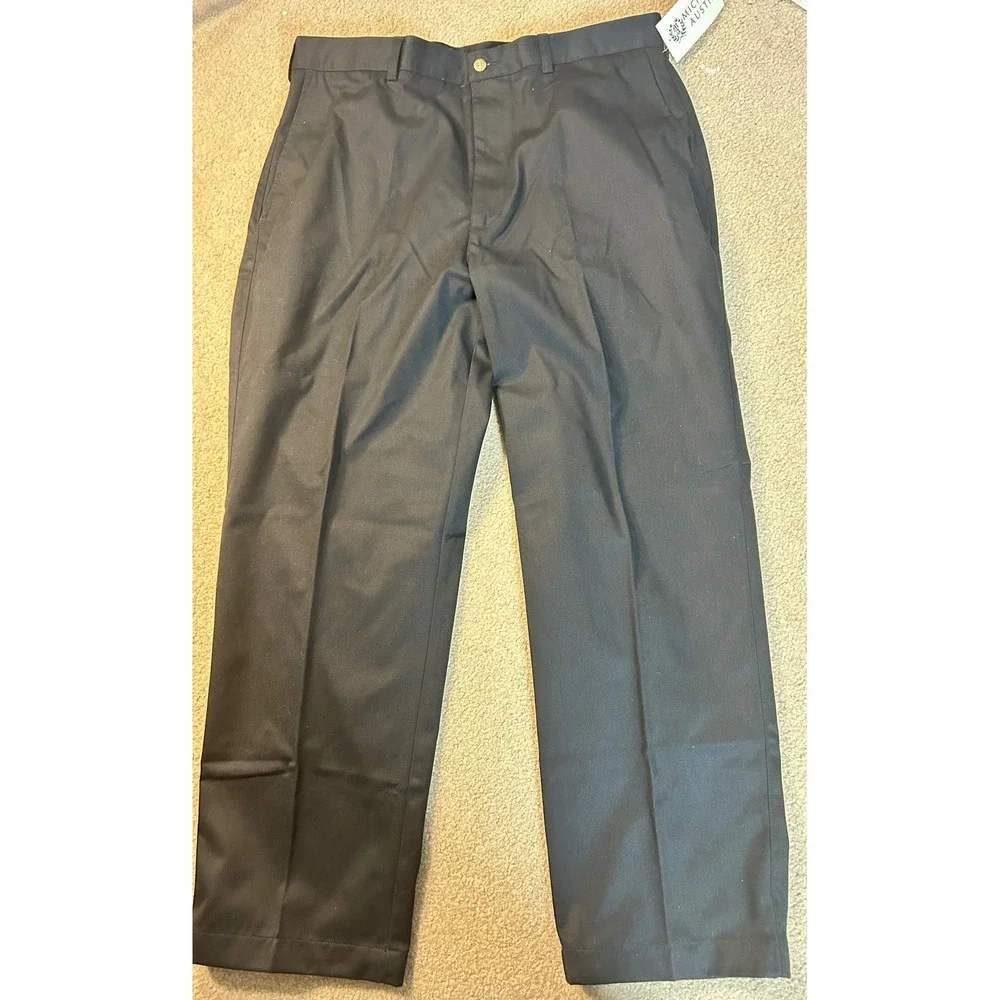 Michael Austin Mens Black‎ Flat Front Classic Fit Dress Pants Size 38x30
